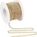 Sustainable Greetings 11 Yards Rhinestone Chain, Gold Trim String for DIY Jewelry Making, Crafts, Shoe Charms (2mm Wide Rhinestone Trim) 2 Pack