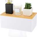 Bamboo Paper Towel Dispenser Wall Mount Paper Towel Holder with Lid for Home and Commercial C Fold, Z fold & Trifold Hand Towels, Adhesive Hand Towel Holder for Bathroom Kitchen Decor