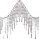 Rhinestone Fringe Belt Beaded Ribbon Diamond Tassel Chain for Jeans Clothing Accessories DIY Decoration (2 Yard, Silver)