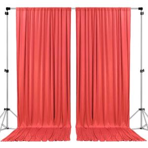 10 feet x 10 feet Coral IFR Polyester Backdrop Drapes Curtains Panels with Rod Pockets - Wedding Ceremony Party Home Window Decorations (60"W x 120"L (Pack of 2))
