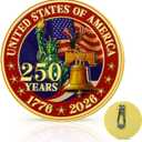 2 x FLAGWIX America 250th Anniversary Car Visor Clip for Patriotic Decorations - 1776-2026 Metal Visor Clips for Cars 3in - United States 250th Gifts, Veterans Day Gifts Accessories for Men Women