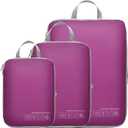 Cambond Compression Packing Cubes for Travel Women - Lightweight Luggage Organizers Bag Packing Cubes for Carry on Suitcases (3 Set, 01 Purple)