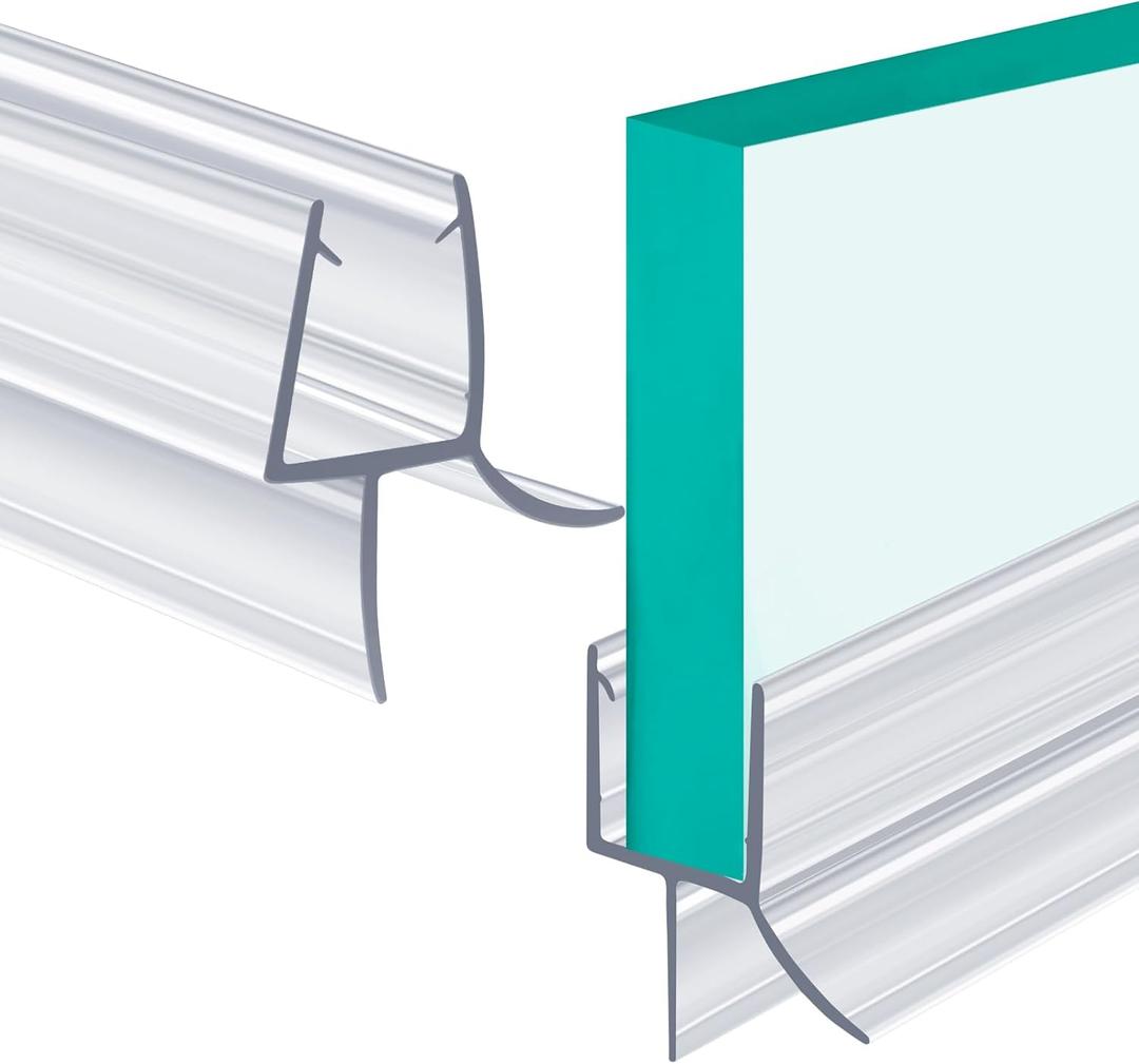 POZIA Clear Frameless Glass Shower Door Bottom Seal | Shower Door Sweep for Leak-Proof, Quick Installation to Create Reliable Water Barrier (2PACK-3/8in-23mm Gap)