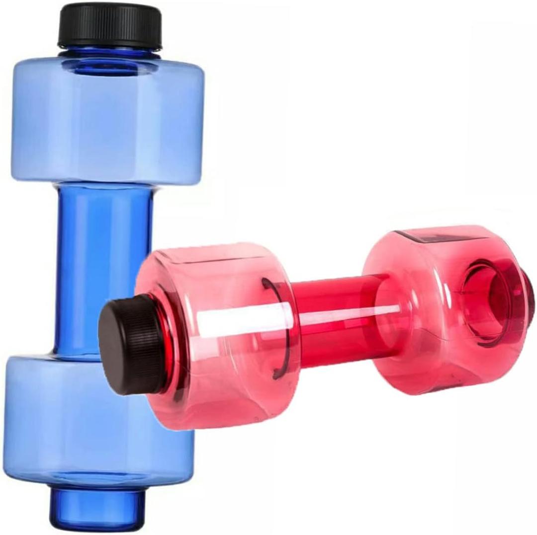 BESPORTBLE Creative Dumbbell Shape Sports Water Bottle Durable Plastic Hydrating Water Kettle for Gym Outdoor and Daily Use