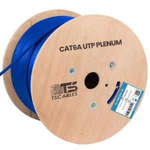 TSCables | Cat6A Plenum (CMP) 1000ft, 750Mhz, PoE++ (4PPoE) | 100% Solid Bare Copper | 23AWG Unshielded Twisted Pairs (UTP),7 Colors for Easy Identification (Blue, 1000ft)