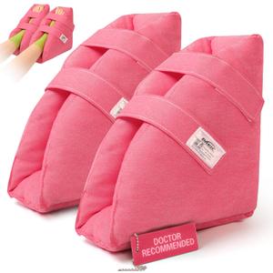 Heel Protectors Cushion for Pressure Sores,Adjustable Foot Support Boot Surgery Recovery Supplies for Elderly Bedridden Pressure Ulcer Cushion Ankle Pillow for Bed, Wheelchairs (Red- 2 Piece ( 1 Pairs ))
