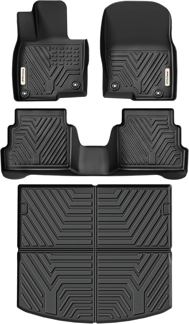 YITAMOTOR Floor Mats & Cargo Liner Fit for Mazda CX-5 2017-2025, TPE All Weather Custom Fit Floor Liners for Mazda CX5, 1st & 2nd Row and Trunk Liner Car Mats Set Accessories, Black