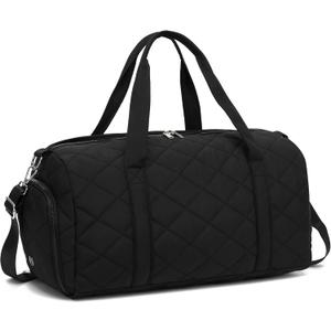 BLUBOON Duffle Bag Girls Kids Cute Gym Bag With Shoes Compartment & Wet Separation Waterproof Sports Overnight Travel Bag (Black Diamond Grid)