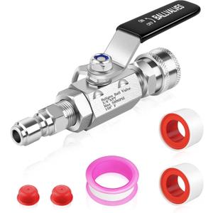 Boltigen 5000 PSI High Pressure Washer Ball Valve Kit, 3/8" Quick Connect Shut Off Ball Valve for Power Washer Hose, Stainless Steel