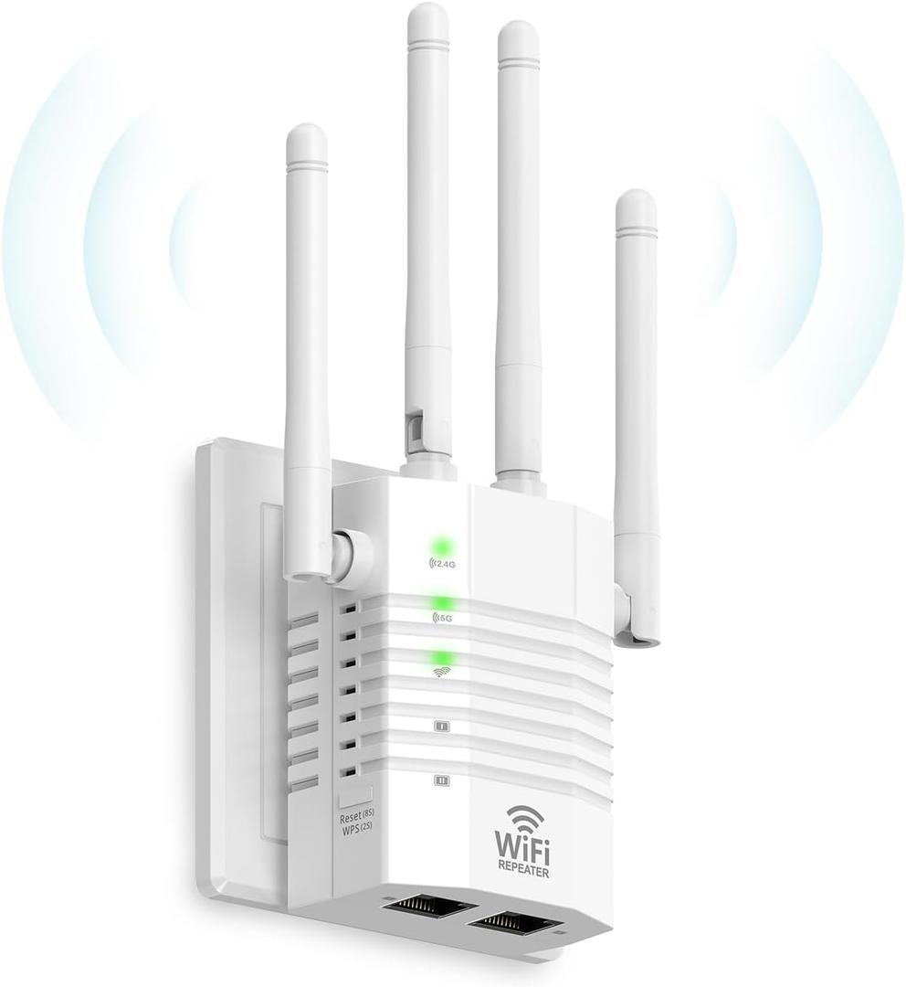 1200Mbps Dual - Band WiFi Extender Signal Booster, WiFi Extender with 4 Antennas, WiFi Booster Covers Up to 12880 Sq.ft & 105 Devices, WiFi Repeater with Wall - Plug Signal Booster for Home (white-N1) 1200Mbps Dual - Band WiFi Extender Signal Booster, WiFi Extender with 4 Antennas, WiFi Booster Covers Up to 12880 Sq.ft & 105 Devices, WiFi Repeater with Wall - Plug Signal Booster for Home (white-N1)