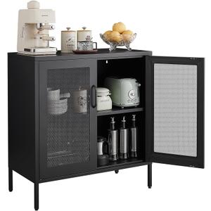 Buffet Cabinet, Modern Industrial Style Sideboard Buffet Cabinet, with Adjustable Shelves Credenza for Living Kitchen Dining Farmhouse, Black