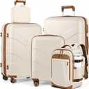 TILYMOL Luggage Sets 5 Piece - Expandable Suitcase Set with TSA Lock & Spinner Wheels, Lightweight PP Hardshell Travel Luggage for Women, White