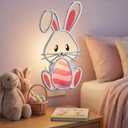 Easter Bunny Night Light Plug Into Wall, Resin Bunny Egg Light Decoration with C7 LED Bulb, Decorative Holiday & Valentine Night Lights for Bedroom Bathroom Living Room