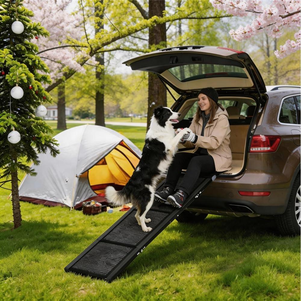 Garvee 63" Wide Folding Dog Ramp for Car, 17" Long Heavy Duty Non-Slip Portable Pet Ramp, Large Dogs Up to 250 lbs, Outdoor & Indoor Use