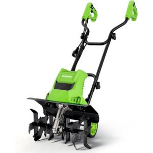 WORKPRO Corded Electric Garden Tiller & Cultivator, 16" Tilling Width & 8.7" Depth, 12.5A Corded Rototiller, 6 Steel Tines, 4-Position Adjustable Wheels, for Garden, Lawn & Flower Beds