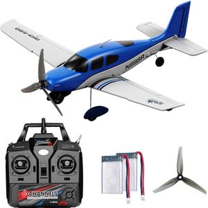 QIDI 580 5-Channel Off-Road Aircraft 3D RC Plane One-Key Hanging Stunt Fixed Wing with Wind Resistant Flight Control for Beginner and Experienced Ready to Fly(Blue)