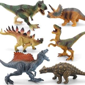 GLURUITE 6Pcs Dinosaur Model Toy Set Realistic Dinosaur Plastic Learning Educational Playset Dinosaur Cake Topper Animal Themed Party Supplies