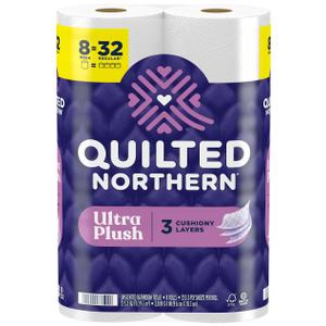 Georgia Pacific QUILTED NORTHERN ULTRA PLUSH TOILET PAPER, 8 MEGA ROLLS (Pack of 1, White)