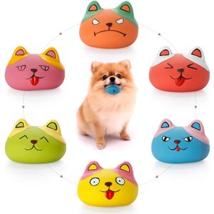 Squeaky Dog Toys Funny Animal Dog Balls for Puppy Mini Small Pet Dogs 6 Pcs/Set (Cat)