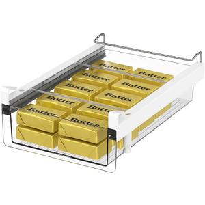 Vacane Large Fridge Under Shelf Drawer, Pull Out Refrigerator Drawer Organizer Fridge Organizer Bins, Fridge Storage Container Holder for Produce, Deli Meat, Cheese, Bacon, Easy to Install-L