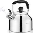 AMFOCUS Tea Kettle Stovetop, Whistling Tea Kettle Pots for Stove Top, 2.64 QT Food Grade Stainless Steel Teakettle Teapot with Cool Grip Folding Handle, Hot Water boiler for Tea, Milk, Coffee