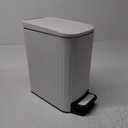 TIPGO Slim Bathroom Trash Can with Lid Soft Close, Step Pedal, 6 Liter / 1.6 Gallon Stainless Steel Trash Bin, Small Garbage Cans for Bedroom, Office, Kitchen (White)