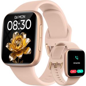 Smart Watch for Women, 1.85" AMOLED Screen Smartwatch Compatible iPhone/Samsung/Android (Answer/Make Call), 100+ Sport Modes Fitness Tracker with Heart Rate/SpO2/Sleep Monitor 3ATM Waterproof (Pink)