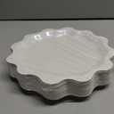 Havawish 50 Pcs White Shimmer Wavy Foil Paper Plates 9 Inch Shell Edge Disposable Dinner Plates for Bachelorette Decorations, Happy Birthday Party, Baby Shower, Disposable Tableware, Bridal Shower