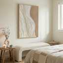 Framed Neutral Abstract Canvas Wall Art, Modern Wabi Sabi Vertical Painting Prints, Large Minimalist Beige and White Ocean Wave Artwork Decor for Living Room Bedroom Hallway 24x36 Inch