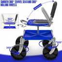 Heavy-Duty 360 Swivel Rolling Garden Seat, 330 lbs Capacity, Height Adjustable 20-24 in, with Work Gloves for Weeding, Planting, Car Detailing