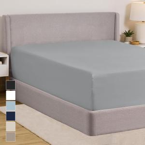 GORILLA GRIP Fitted Sheets, Stay in Place Deep Pocket Bottom Bed Sheets for Mattress, Lightweight Microfiber Sbana, All Around Elastic, Oeko-Tex, Wrinkle and Shrink Resistant, Queen Size Soft Gray