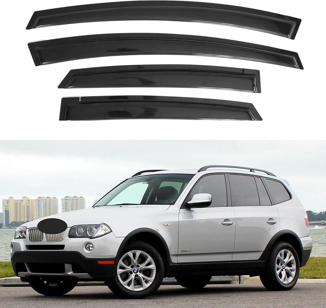 IG Window Visors Fit for 2003-2010 BMW X3, Out-Channel Rain Guards Vent Wind Deflectors 4PC, Car Accessories for 03-10 BMW X3