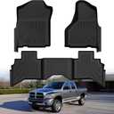 Mixsuper Floor mats fit for 2002-2008 Dodge Ram 1500 Crew Cab (Quad Cab), 2003-2009 Dodge Ram 2500/3500 Crew Cab,All Weather TPE Floor Liners Protection for 1500 Accessories,2 Row Car Mats, Black