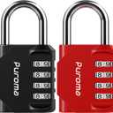 Puroma 2 Pack Combination Lock for Locker 4 Digit Outdoor Waterproof Padlock for School, Gym, Sports, Fence, Toolbox, Gate, Case, Outdoor, Hasp Storage, Cabinets (Red & Black)