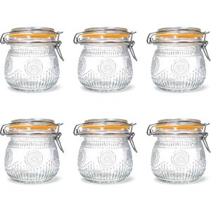 Amzcku Wide Mouth Vintage Mason Jars with Airtight Lid 16oz, Canister Quart Jars for Kitchen Storage - for Coffee, Sugar, Beans 6 Pack