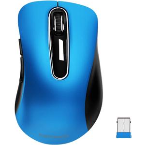 memzuoix 2.4G Portable Wireless Mouse, 1400 DPI Mobile Optical Cordless Mice with USB Receiver for Computer, Laptop, PC, Desktop, MacBook, 5 Buttons, Blue