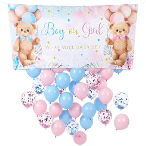 Bear Gender Reveal Balloon Drop Bag Kits Blue Pink Balloon Drop Gender Reveal Boy or Girl Ideas Bear Dropback Decoration for Baby Shower Party Supplies