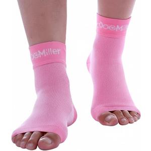 Doc Miller Ankle Brace for Women & Men  Foot Compression Sleeve, Toeless Wrap & Support for Pain Relief, Plantar Fasciitis, Achilles Tendonitis & Injury Recovery, 1 Pair (Small, Pink)
