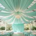 10 Panels 5ft(W) x 20ft(H) Mint Green Ceiling Drapes for Wedding Parties | 20 FT Extra Long Thick Polyester Wrinkle-Free Drapery Tent Decor Decorations for Birthday Party Ceremony Stage Swag