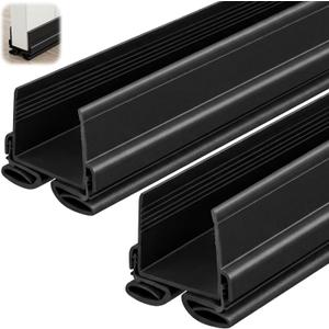 Yaocom 2 Strip Black 32 Inch Vinyl U-Shape Door Bottom Seal, Slide on Weatherstrip Interior Door Bottom to Block Light and Reduce Noise Fits 32 x 1-3/8 Doors, Fills 1/2 1-1/2 Gaps