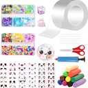 AooeDomi Nano Tape Bubble kit for Kids, Nano Double Sided Adhesive Tape Bubbles, Nano Tape Kit with Glitter, Clay and Decoratives Emoticon Stickers, DIY Party Activities Toys