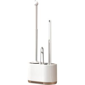 Basaza Toilet Brush and Holder Set Toilet Bowl Cleaning Brush and Holder for Bathroom 4 in 1 White Toilet Bowl Cleaner Brushes & Holders Bathroom Accessories Floor Standing or Wall Mounted
