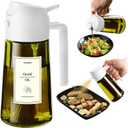 TrendPlain - Original 16oz/470ml Olive Oil Dispenser Bottle for Kitchen Gadgets and Air Fryer Accessories - Olive Oil Sprayer for Cooking w/Stickers - White