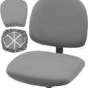 NeColorLife Velvet Office Chair Covers - Stretchable Desk Chair Seat Covers, Thick and Durable Slipcovers for Universal Computer Chairs (2Pcs Set,Grey) (Grey)