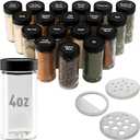 AllSpice 4" Glass Spice Jars 4 fluid ounces- 18 Pack