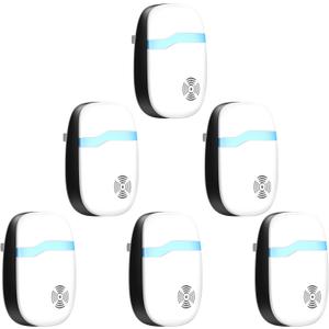 Ultrasonic Rodent & Pest Indoor Repeller, Repellent for Mouse, Mice, Rats, Roaches, Ants, Spider, Silent for Home Use (6 Pack)
