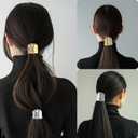 4 Pcs Ponytail Holder Hair Clips High Ponytail Buckle Hair Cuff Metal Long Hair Horsetail Hair Ties Decorative Strong Hold French Fine Hair Jaw Clips Accessories for Women(Gold, Silver)