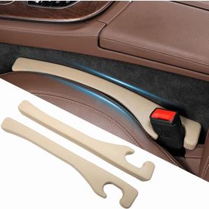 Car Seat Gap Filler Set of 2,Seat Gap Organizer, No Drop Seat Guard,Car Seat Accessories,Drop seat Gap fillers Between Seat and Console Stop Things from Dropping (Beige)