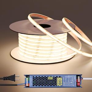 BENLUN 24V COB LED Strip Lights Outdoor Waterproof 65.6FT, 4000K Natural White Dimmable IP67 CRI 93 LED Rope Light with Power Supply for Bedroom Living Room Garden Commercial House