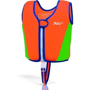 Toddler Swim Vest Kids Floaties Boys Girls Swim Float Jacket Buoyancy Swimwear, Orange/Green, Large(4-6yrs/45-60lbs)